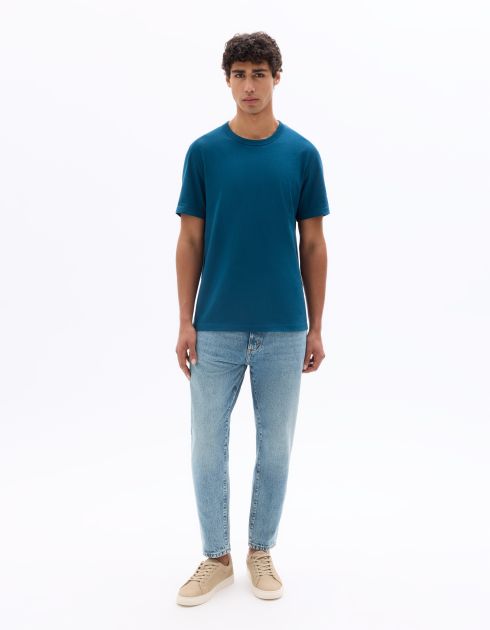 Jean relax 100% coton 7/8e - bleu double stone