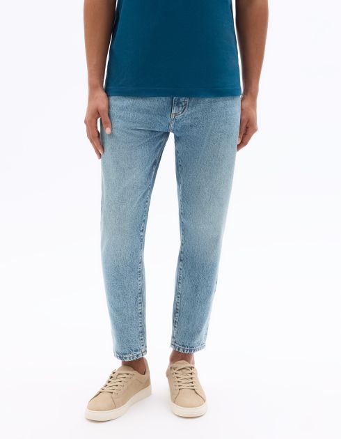 Jean relax 100% coton 7/8e - bleu double stone