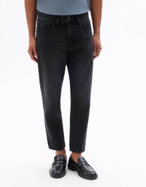 Jean relax 100% coton 7/8e - noir