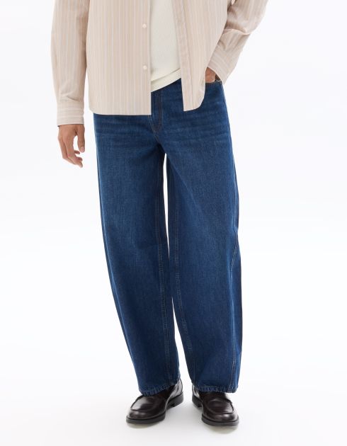 Jean barrel 100% coton - bleu double stone