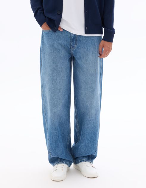 Jean barrel 100% coton - bleu stone