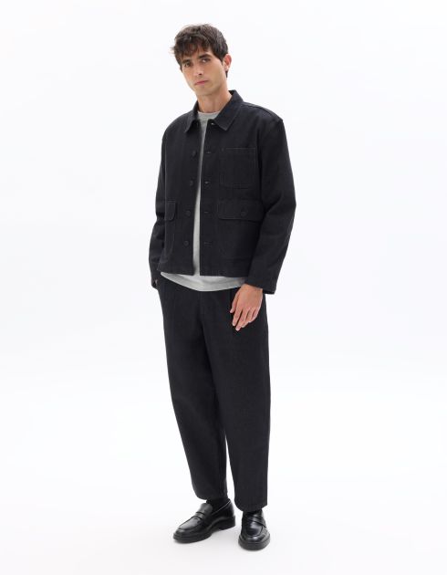 Veste en jean multi poches - noir