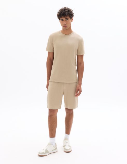 T-shirt regular effet texturé - taupe