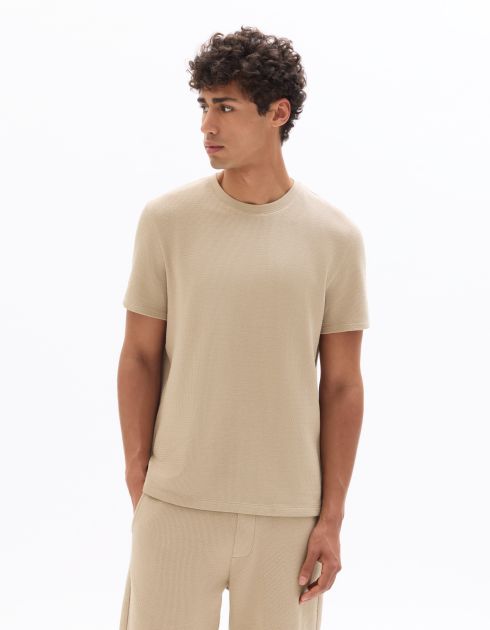 T-shirt regular effet texturé - taupe