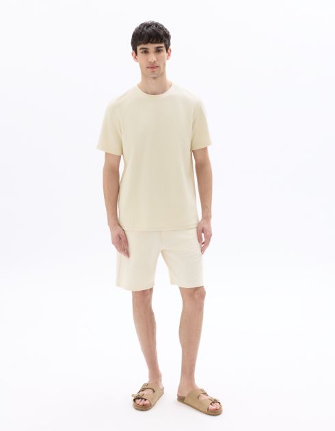 Bermuda 100% coton taille élastiquée - blanc