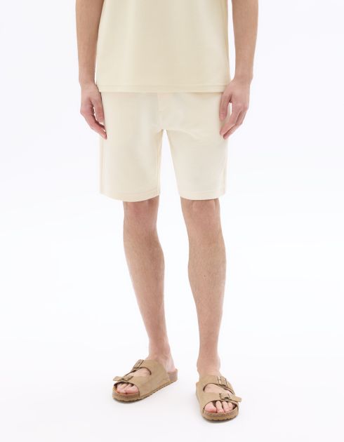 Bermuda 100% coton taille élastiquée - blanc
