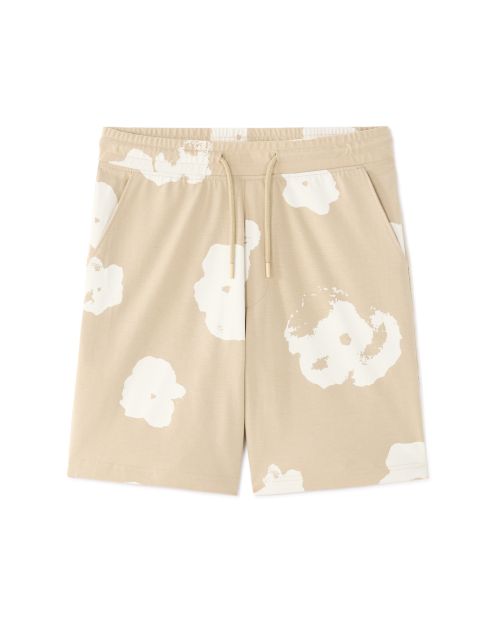 Bermuda 100% coton imprimé floral - beige