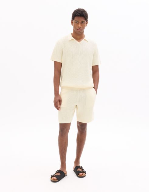 Polo regular en maille chevron 100% coton - écru