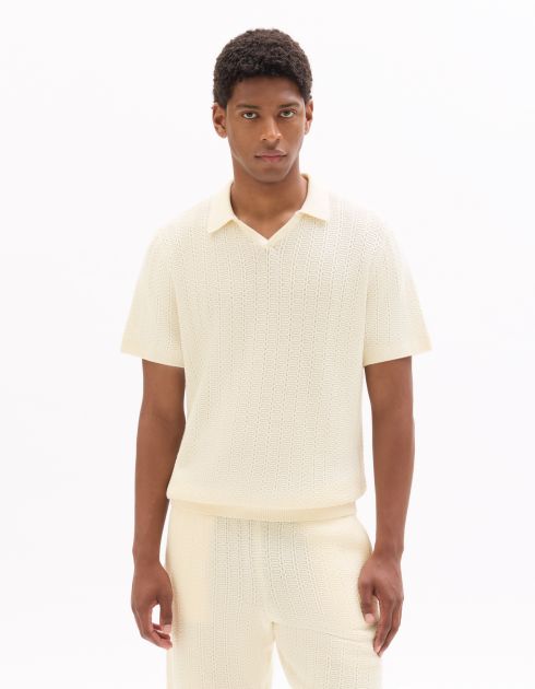 Polo regular en maille chevron 100% coton - écru