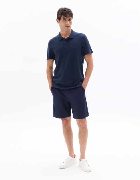 Polo regular effet texturé - marine