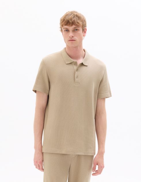 Polo regular effet texturé - taupe