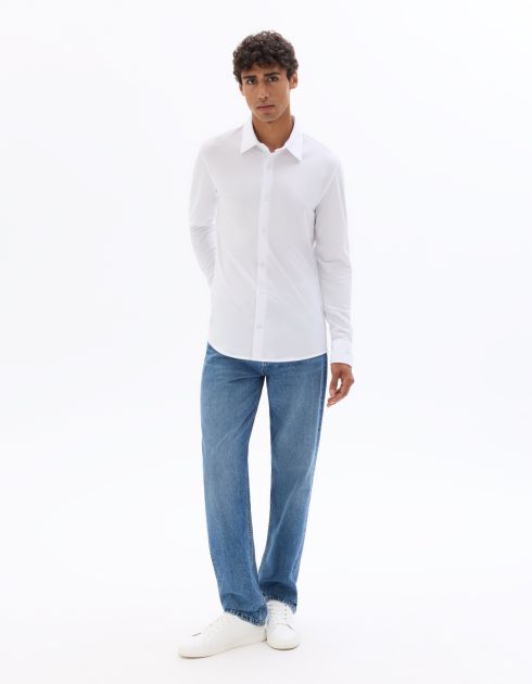 Chemise slim 100% piqué de coton - blanc