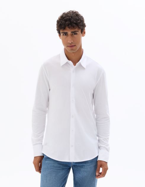 Chemise slim 100% piqué de coton - blanc