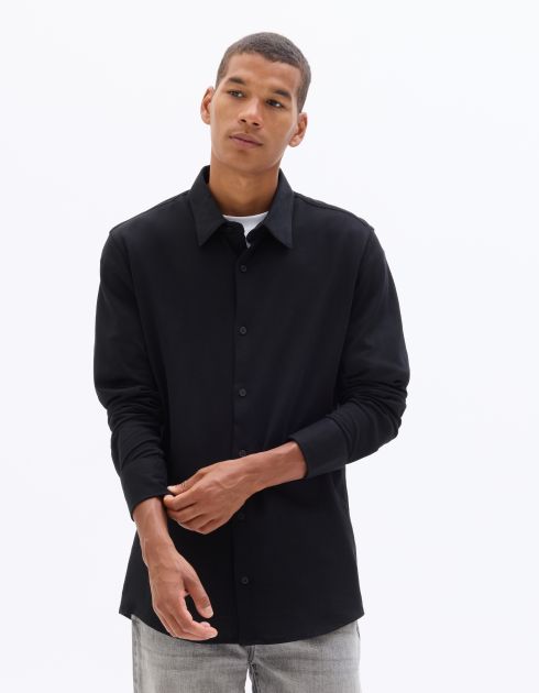 Chemise slim 100% piqué de coton - noir