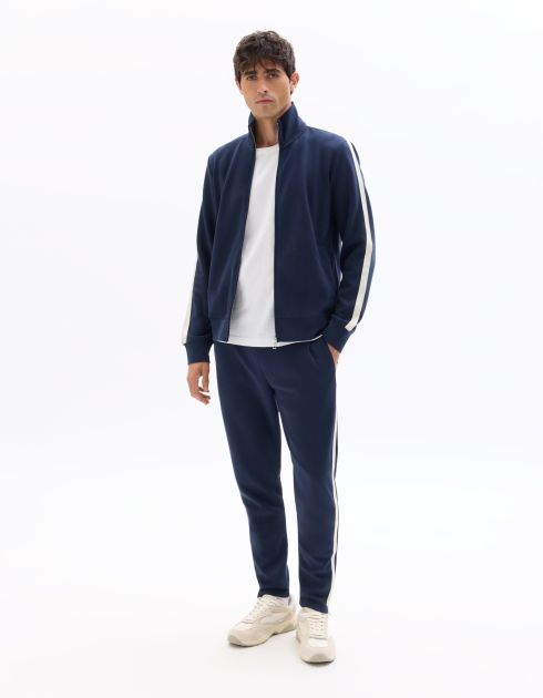 Pantalon de jogging slim avec bande contrastée - bleu
