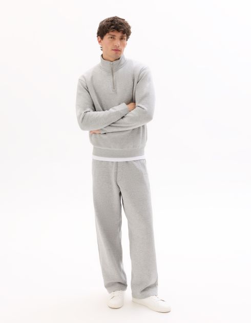Sweat regular col camionneur en molleton - gris