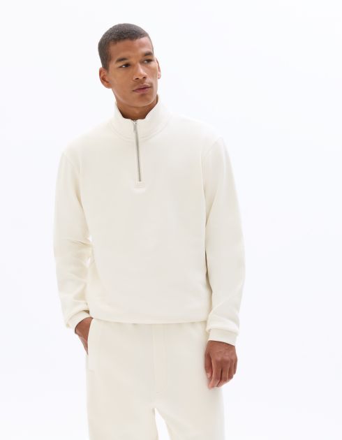 Sweat regular col camionneur en molleton - blanc