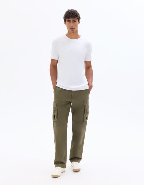 T-shirt regular col rond en jersey glacé - blanc