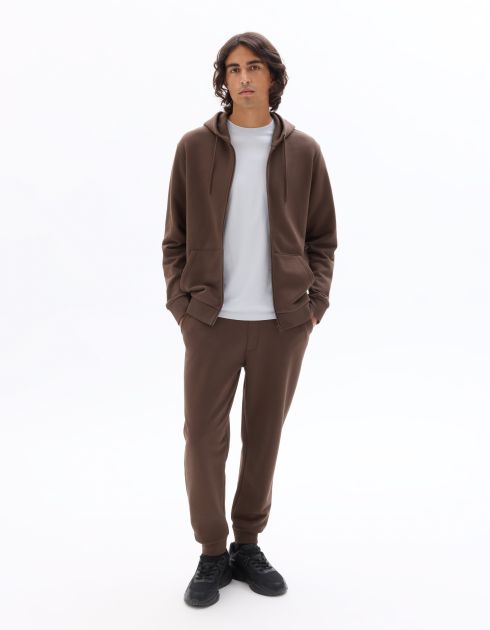 SW.04 Pantalon de jogging regular en french terry - marron