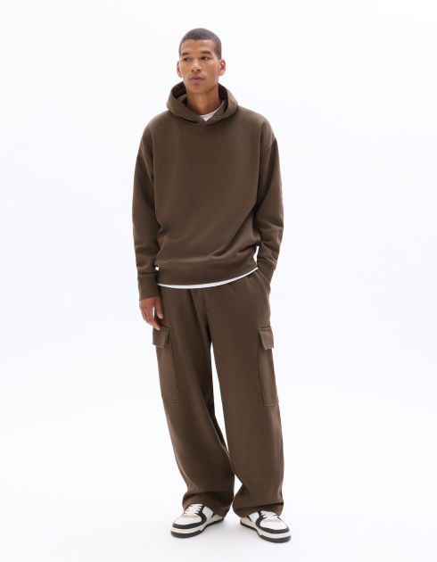 Pantalon de jogging loose cargo en french terry - marron.