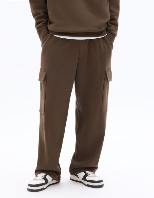 Pantalon de jogging loose cargo en french terry - marron.