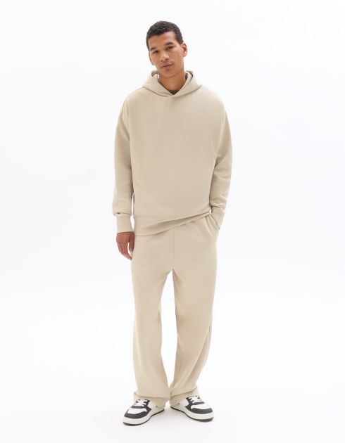 Jogging loose en maille interlock - beige clair