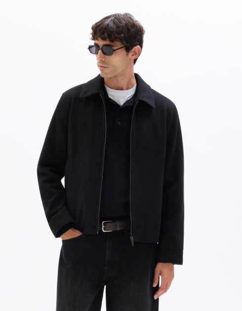 Veste Woolness en laine mélangée col chemise - noir