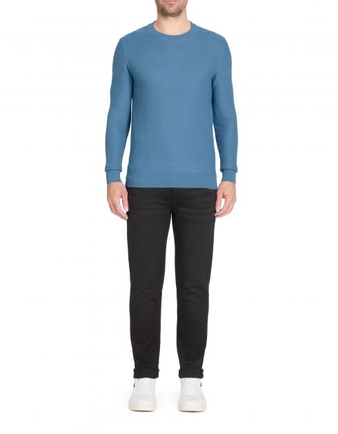Pull col rond 100% coton - bleu