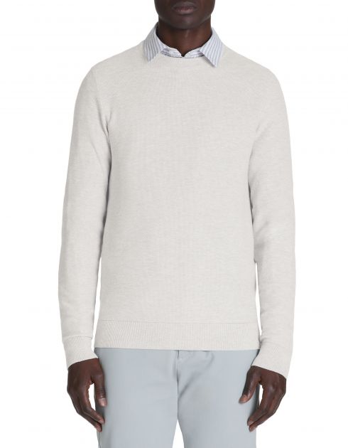 Pull à col rond en coton - gris chiné