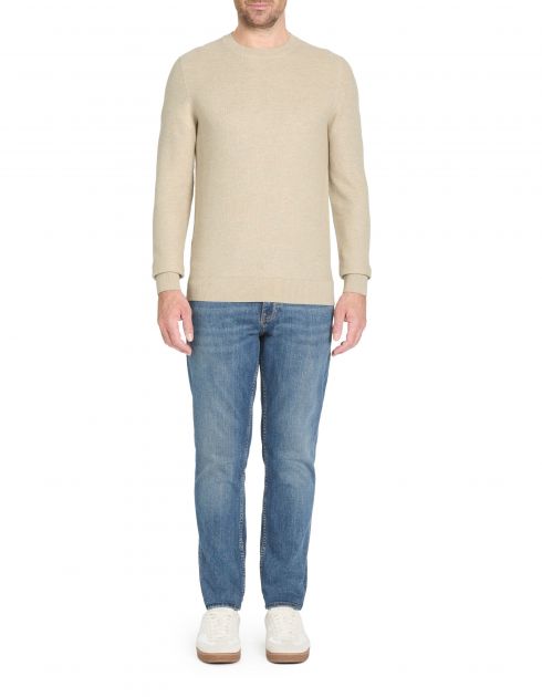 Pull col rond 100% coton - taupe