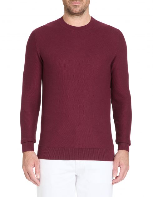 Pull col rond 100% coton - bordeaux