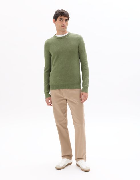 Pull col rond 100% coton - vert moyen