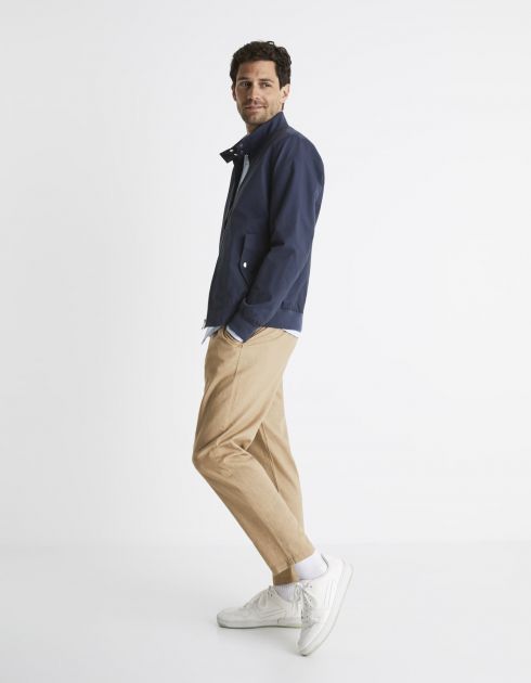 Pantalon straight en mélangé lin/coton