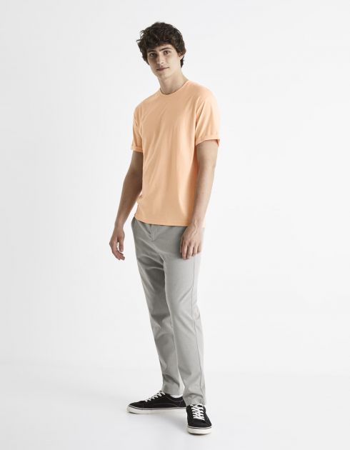 T-shirt col rond 100% coton - orange pastel