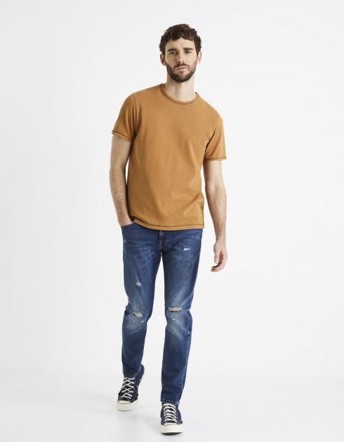 T-shirt col rond 100% coton - camel