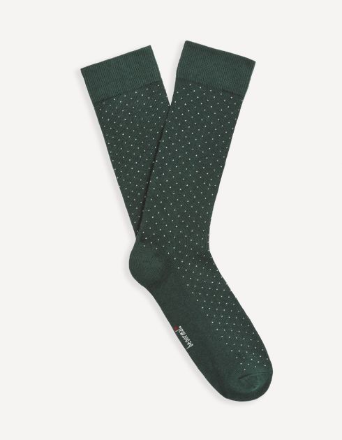Chaussettes hautes en coton mélangé à pois - vert