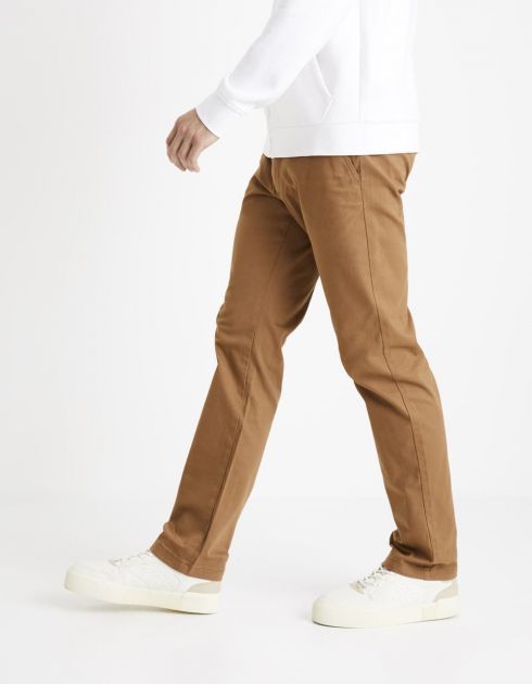 Pantalon chino straight twill stretch - camel