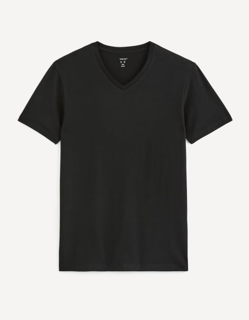 T-shirt col V coton stretch
