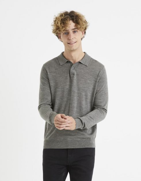 Pull col polo boutonné