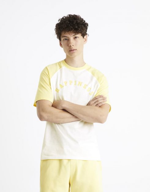 T-shirt col rond 100% coton - jaune
