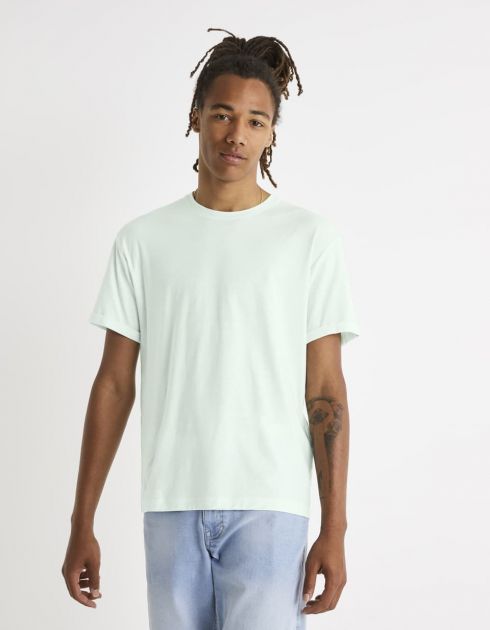 T-shirt col rond 100% coton - vert pastel