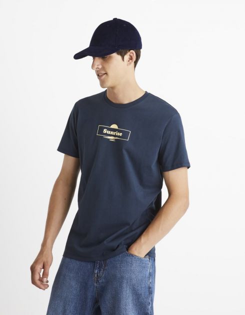 T-shirt col rond 100% coton - marine