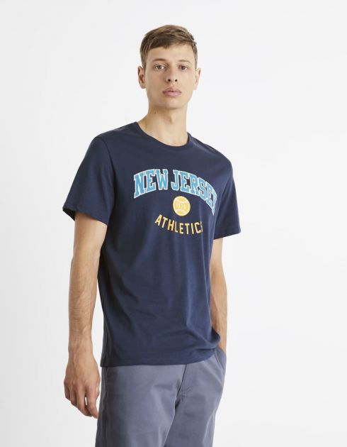T-shirt col rond 100% coton - bleu marine