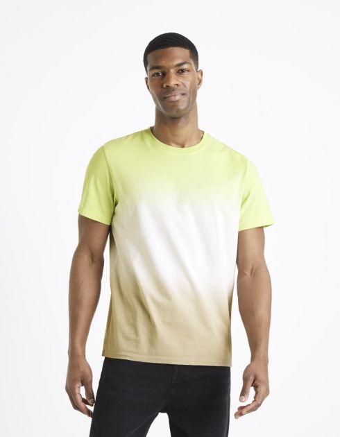 T-shirt dégradé - vert, blanc et marron