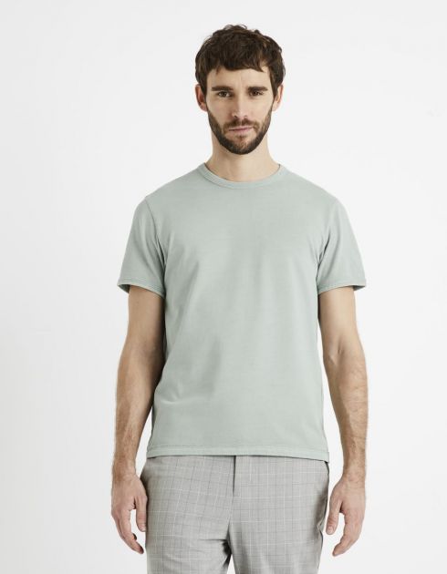 T-shirt col rond 100% coton - bleu gris