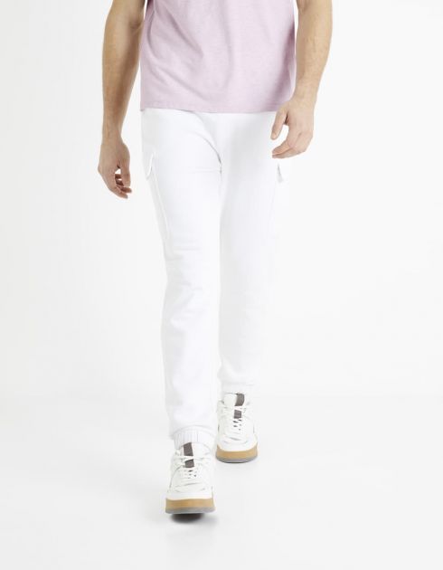 Pantalon de jogging cargo 100% coton - blanc
