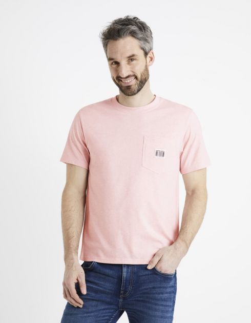T-shirt col rond coton mélangé - rose