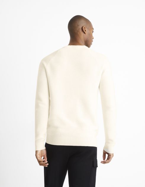 Pull col rond 100% coton - blanc