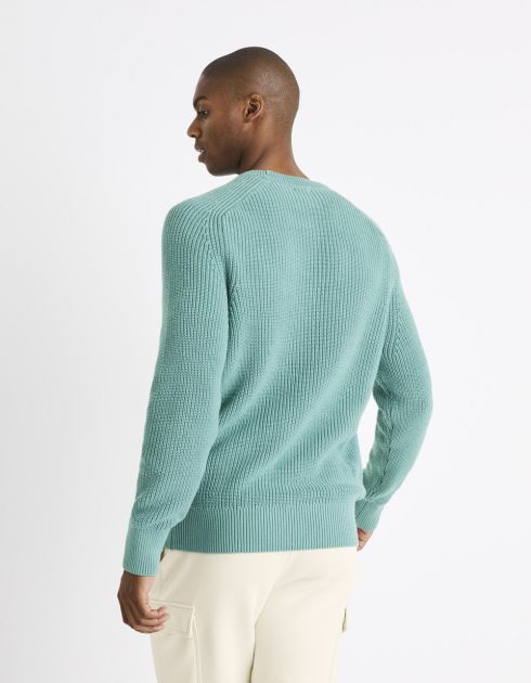 Pull col rond 100% coton - vert