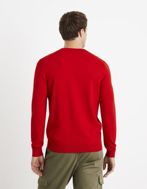 Pull col rond - rouge